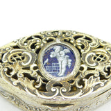 19th Century German .800 Silver Enamel Cherub Jewellery Box Antique c1860s