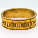 Victorian Gold Plated Etruscan Style Cuff Bangle Bracelet Antique c1860