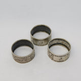 Set of 3 Small Sterling Silver Textured No. 1,2,3 Napkin Ring Vintage c1950