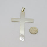 Sterling Silver Large Modernist Cross Charm Pendant Contemporary c2000s