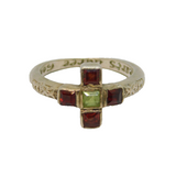 Sterling Silver 4 Garnet & Peridot Posy Style Ring Vintage c1970s Size L 1/2