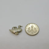 Sterling Silver Patterned Duck Charm Pendant Vintage c1970
