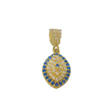 Gold On Sterling Silver Sapphire & Spinel Set Evil Eye Pendant Modern c1990s
