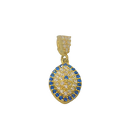Gold On Sterling Silver Sapphire & Spinel Set Evil Eye Pendant Modern c1990s