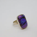 Sterling Silver Chunky Natural Purple Stone Statement Ring Vintage c1970 Size O