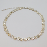 Sterling Silver Planished Lentil Disc Bead Strung Studio Necklace Modern c2000
