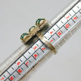 .800 Silver Green Glass Set Square Studio Band Ring Vintage c1970 Size I 1/2