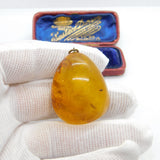 Large Victorian Natural Baltic Amber Drop Pendant Antique c1860
