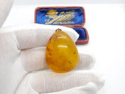 Large Victorian Natural Baltic Amber Drop Pendant Antique c1860