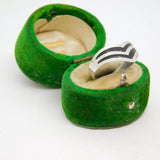 Sterling Silver & Black Enamel Wishbone Ring Vintage c1970 Size N 1/2