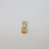 Sterling Silver Round Citrine Small Charm Pendant Vintage c1970s