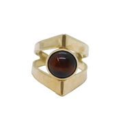 Sterling Silver Tiger's Eye Modernist Open Back Studio Ring Vintage c1970 Size O