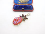 Large Sterling Silver, Garnet & Geode Set Drop Pendant Vintage c1980