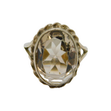 Sterling Silver Faceted Citrine Cocktail Band Ring Vintage c1970 Size N 1/2