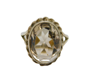 Sterling Silver Faceted Citrine Cocktail Band Ring Vintage c1970 Size N 1/2