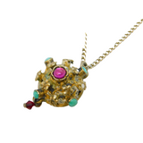 19th Century Austro-Hungarian Sterling Silver Gilt, Turquoise, Stone Set Pendant