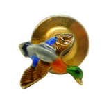 9ct Yellow Gold & Enamel Flying Duck Lapel Pin Vintage c1970 Shooting Interest