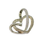 Sterling Silver Textured Entwined Hearts Modern Charm Pendant Vintage c2000