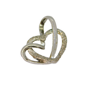 Sterling Silver Textured Entwined Hearts Modern Charm Pendant Vintage c2000