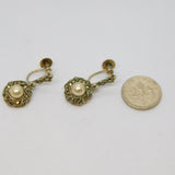 Pair of Sterling Silver Pearl & Marcasite Deco Screw Back Earrings Antique c1930