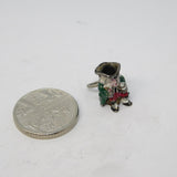 Sterling Silver Enamel Toby Jug Charm Pendant Vintage c1970