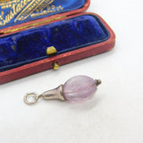 Sterling Silver and Purple Glass Charm Pendant Vintage c1970