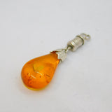 Sterling Silver Baltic Amber Peardrop Studio Style Pendant Vintage c1970