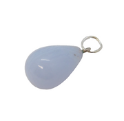 Sterling Silver Blue Lace Agate Drop Charm Pendant Vintage c1970s