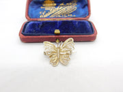 Sterling Silver Filigree Form Butterfly Brooch Pin Vintage c1970