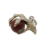 Sterling Silver & Agate Ball Set Eagle Claw Charm Pendant Vintage c1970s