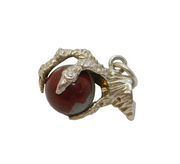 Sterling Silver & Agate Ball Set Eagle Claw Charm Pendant Vintage c1970s