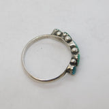 19th Century Sterling Silver, Turquoise & Seed Pearl Dress Ring Antique c1890s