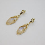 Pair of Sterling Silver Moonstone Celtic Style Stud Drop Earrings Modern c1990