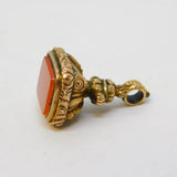George III Gold Cased & Carnelian Agate Floral Chased Fob Seal Antique