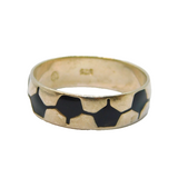 Sterling Silver Black Enamel Honeycomb Style Band Ring Vintage c1970 Size S 1/2