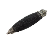 19th Century Indian Sterling Silver Carved Wooden Needle Case Antique c1860s