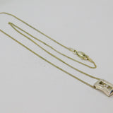 Sterling Silver CZ Minimalist Rectangle Pendant Necklace Modern c2000