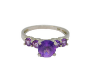 Sterling Silver 5 Amethyst Dress Band Ring Contemporary c2000 Size T 1/2