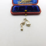 Sterling Silver Articulated Stork Baby Charm Pendant Vintage c1970