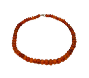 Sterling Silver Faceted Baltic Amber Beads Graduated Necklace Vintage c1970's