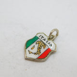 .800 Silver 'Italia' Enamel Shield Travel Souvenir Charm Vintage c1970s