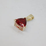 Sterling Silver Faceted Garnet Triangle Form Charm Pendant Modern c1990s