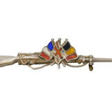 WW1 Sterling Silver Enamel Set Allied Flags Sweetheart Brooch Antique 1914