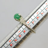 Sterling Silver Round Green Avventurine Studio Style Ring Vintage c1970 Size M