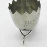 Silver Plated Wishbone, Chick & Egg, Egg Cup & Napkin Ring Set Antique c1920