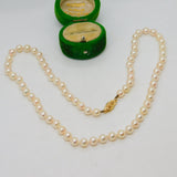 14ct Yellow Gold Clasp Simulated Pearl Necklace Vintage c1980 42cm Length