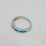 Sterling Silver Synthetic Turquoise Dress Band Ring Vintage c1970 Size O 1/2