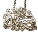 George III Sterling Silver Cast Dionyses Sherry Decanter Label Antique London