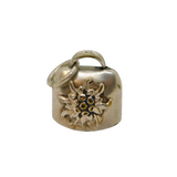 Sterling Silver Floral Cow Bell 'Samoens' Souvenir Charm Pendant Vintage c1970s