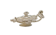 Sterling Silver Genie In Lamp Opening Charm Pendant Vintage c1970